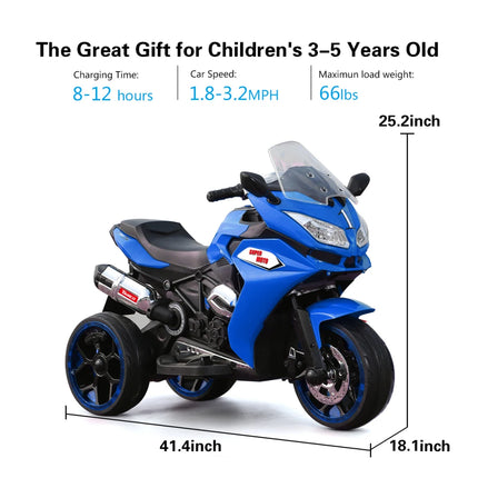 12V Kids Electric Scooter/ Ride on Motorcycle, Three Lighting Wheels Kids Electric Motorcycle