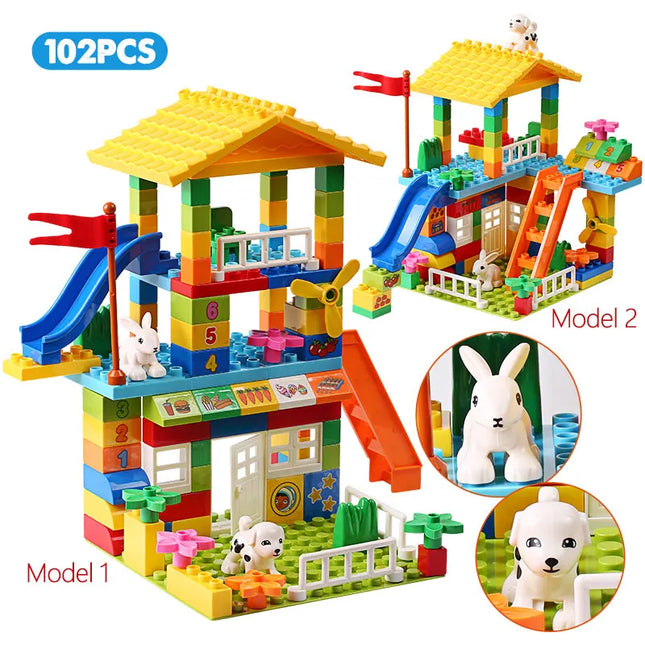Compatible City House Big Size Slide Building Blocks Castle Brick Toys For Children