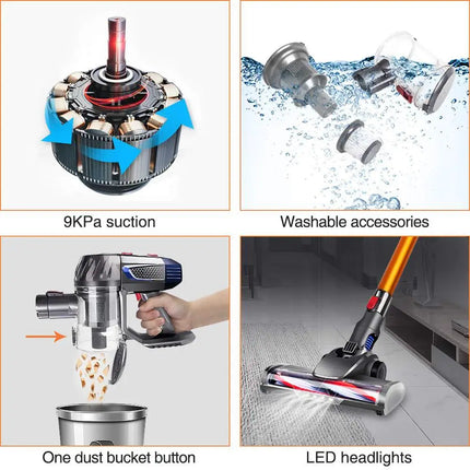 Electric Cyclone Stick Vacuum Cleaner Wireless Handheld Floor and Car Cleaner with Dry Function