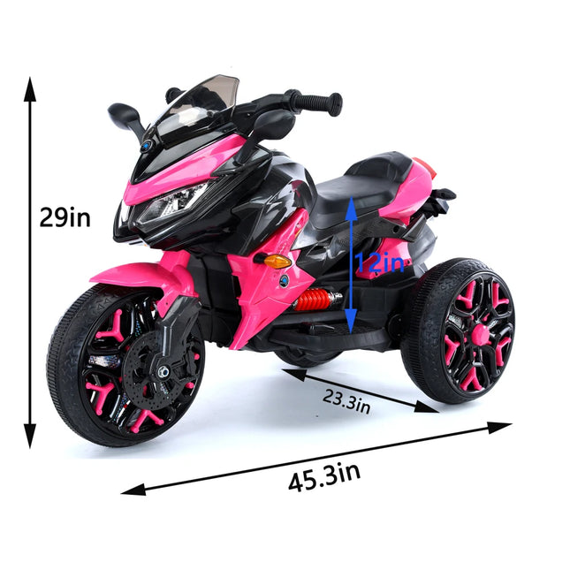 Ride-On Scooter 3-Wheels Battery Powered Motorbike Rechargeable Manual Throttle Drive by Hand Lighting Wheels