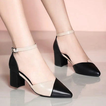 Cresfimix women classic high quality pink square heel shoes for office ladies black flock party heel pumps zapato tacon a5986