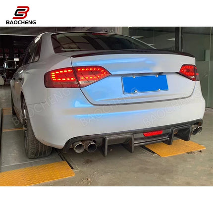 K Style Carbon Fiber Rear Lip for Audi A4 B8 2013-2016  High Quality Rear Diffuser with Led Light Body