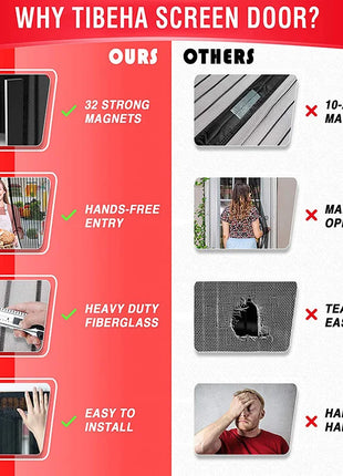 Large Tool-free Magnetic Mosquito Net Summer Anti Bug Fly Door Curtains Mesh Auto Closing Door Screen Anti Bug Fly Door Screen
