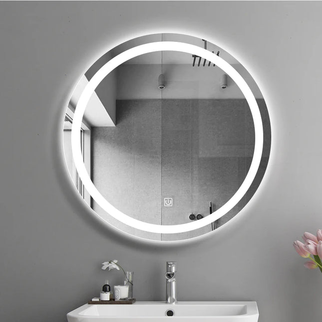 60CM Round Smart Makeup LED Bathroom Mirror 3 Color Adjustable BackLight With Bluetooth Speaker Decorative Mirrorg For Make-Up