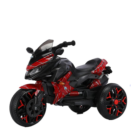 Ride-On Scooter 3-Wheels Battery Powered Motorbike Rechargeable Manual Throttle Drive by Hand Lighting Wheels