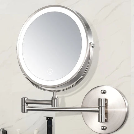 8 Inch Wall Mounted Bathroom Mirror Adjustable LED Makeup Mirror 10X Magnifying Touch Vanity Cosmetic Mirrors with Light