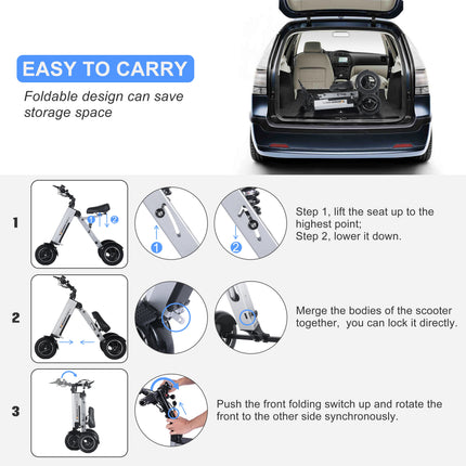 Tricycle Electric Foldable 3 Wheels Mobility Scooter for Adults, ES35 Lightweight with Removable Battery 10