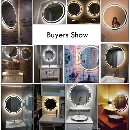 50CM/60cm Round Smart Makeup Bathroom Mirror 3 Color Adjustable LED LIght Multi-Function With Demist Bluetooth Speaker