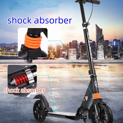 Electric 2-Wheel Foldable Skateboard with Disc Brake Aluminum Alloy Adult & Children's Scooter Hand Brake