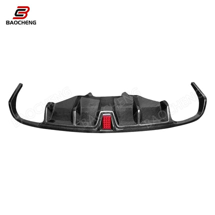 CMS Style Carbon Fiber Rear Lip with LED Light Body Parts Rear Bumper Diffuser for Porsche Macan 2014-2017