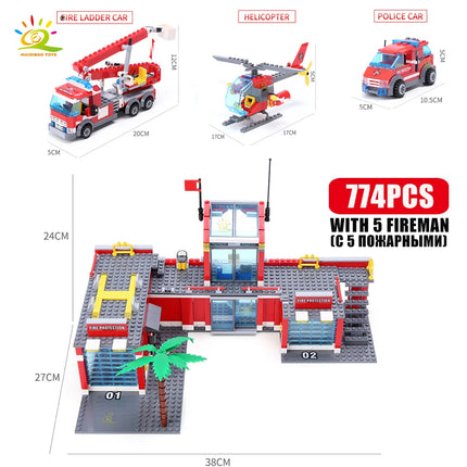 774pcs City Fire Station Model Building Blocks Boys Firefighter Truck Educational