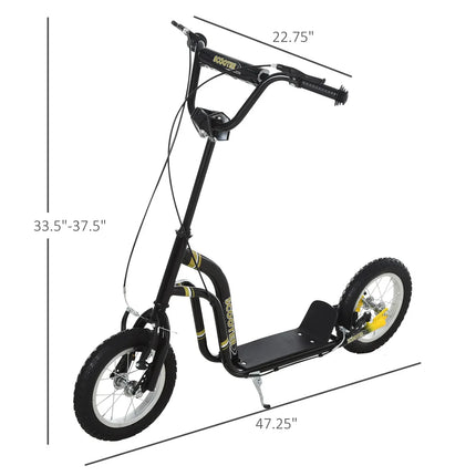 12-inch Children's Scooter with Adjustable Height.  Black