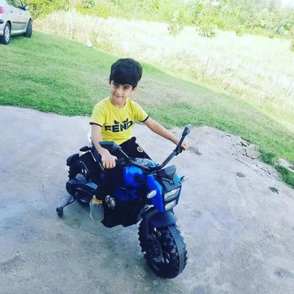 Kids 12V Electric Dirt Bike with Training Wheels Hand Racing Foot Brake Ride on Motorcycle for Boys