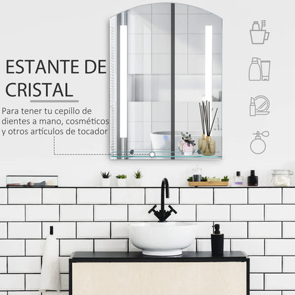 Kleankin LED lights 70x50 cm bathroom mirror with silver touch switch