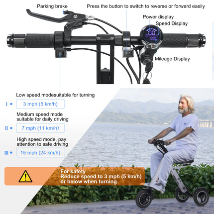 Tricycle Electric Foldable 3 Wheels Mobility Scooter for Adults, ES35 Lightweight with Removable Battery 10