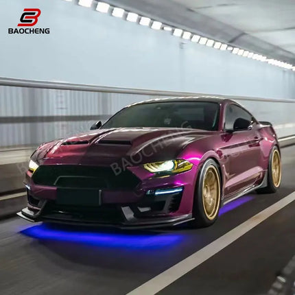 For Ford Mustang 2018-2022 Carbon Fiber Bonnet Engine Cover Hood Car Headliner Hood Cutout Cooling Front Cover