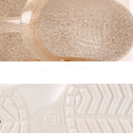 EOFK Summer Women Sandals Clogs Glitter Shinny Colors Lady Jelly Flat Comfort Sandals Hoof Shoes
