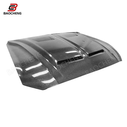 For Ford Mustang 2018-2022 Carbon Fiber Bonnet Engine Cover Hood Car Headliner Hood Cutout Cooling Front Cover