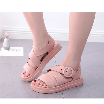 EOFK Summer Women Sandals Clogs Glitter Shinny Colors Lady Jelly Flat Comfort Sandals Hoof Shoes