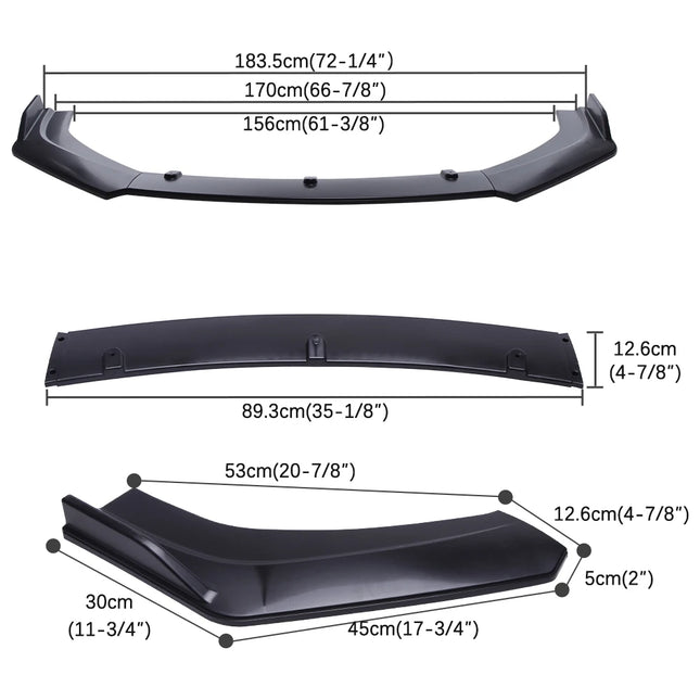 Universal 1.71m Car Black Front Bumber Lip Spoiler Disffuser Splitter Protector for Mazda 3 for Peugeot 206 for BMW for Audi