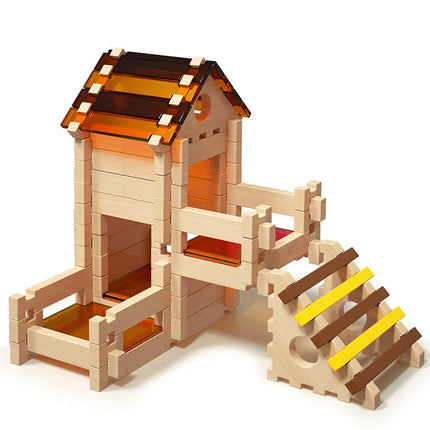 168PCS Wooden Building Blocks Creative Educational Small Architect House Matching Games Sets