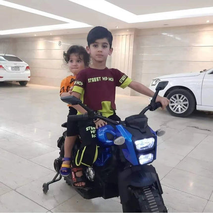 Kids 12V Electric Dirt Bike with Training Wheels Hand Racing Foot Brake Ride on Motorcycle for Boys