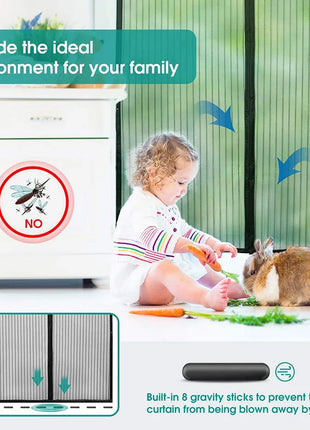 Large Tool-free Magnetic Mosquito Net Summer Anti Bug Fly Door Curtains Mesh Auto Closing Door Screen Anti Bug Fly Door Screen