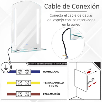 Kleankin LED lights 70x50 cm bathroom mirror with silver touch switch