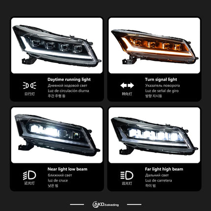 Honda Accord LED Headlight 2008-2013 Headlights Accord DRL Turn Signal High Beam Angel Eye Accessories