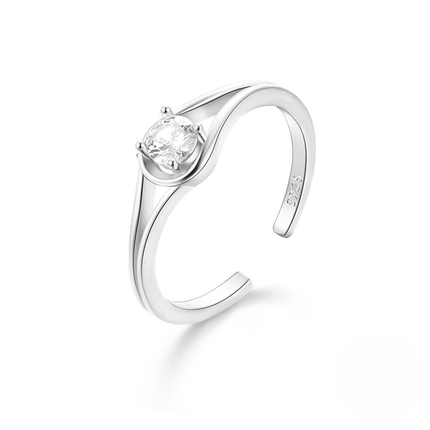 925 Sterling Silver Hot-selling Drop Zircon Open Adjustable Rings Wholesale Korean Style Wedding Promise Ring