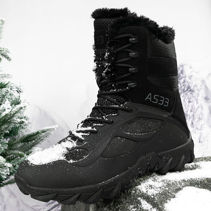 New Men's Snow Boots Thick-soled Mid-calf Cotton Boots Fleece-lined Winter Outdoor Casual Shoes Hiking Shoes Fashion Men's Shoes