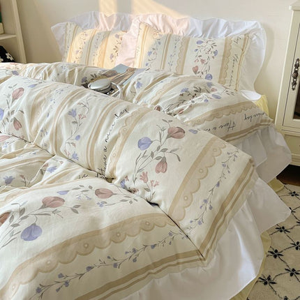 Four-piece Bed Set Washed Cotton Duvet Cover Sheets