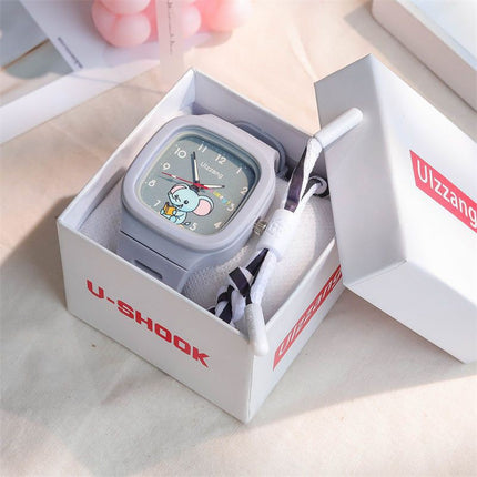 Cute Silicone Trendy Luminous Sports Student Square Good-looking Watch