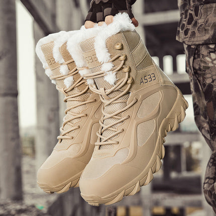 New Men's Snow Boots Thick-soled Mid-calf Cotton Boots Fleece-lined Winter Outdoor Casual Shoes Hiking Shoes Fashion Men's Shoes