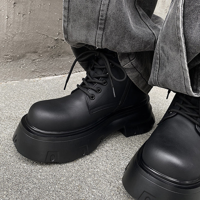 Black Platform Height Increased By 7cm Casual Martin Boots
