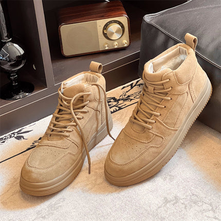 Henan Sangpo Snow Boots Men's Goatskin And Fur Integrated Lace-Up Short-Tube Warm Anti-Slip Genuine Leather Wool Cotton Shoes Winter Shoes