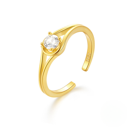 925 Sterling Silver Hot-selling Drop Zircon Open Adjustable Rings Wholesale Korean Style Wedding Promise Ring