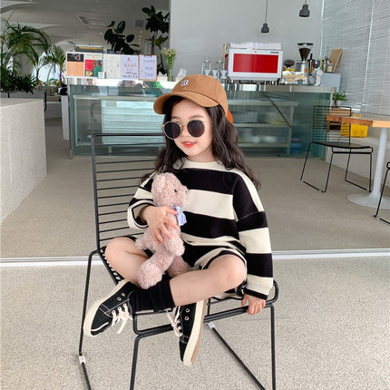 Boys' Girls' Spring Clothing New Fleece And Shorts Two-piece Set