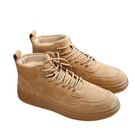 Henan Sangpo Snow Boots Men's Goatskin And Fur Integrated Lace-Up Short-Tube Warm Anti-Slip Genuine Leather Wool Cotton Shoes Winter Shoes