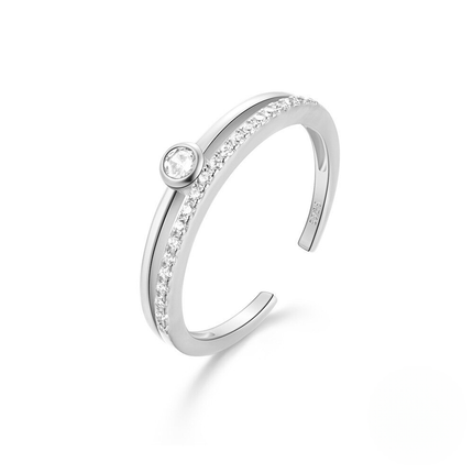 925 Sterling Silver Hot-selling Drop Zircon Open Adjustable Rings Wholesale Korean Style Wedding Promise Ring