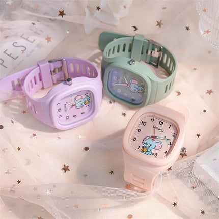 Cute Silicone Trendy Luminous Sports Student Square Good-looking Watch