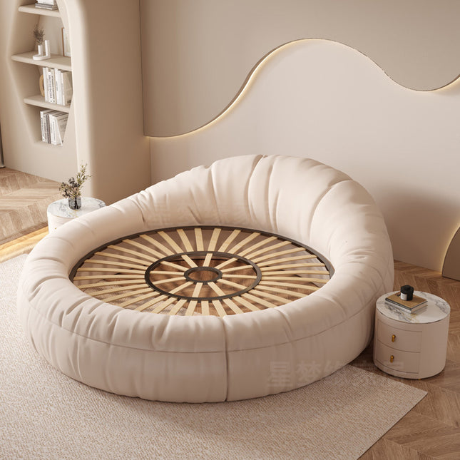 Cream Style Princess Bed Luxury Hotel Large Round Bed Round Technology Fabric Bed & Breakfast Double Couple Couple Wedding Bed