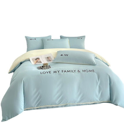 Contrast Color Pure Cotton Minimalist Bed Sheets Bedding Set