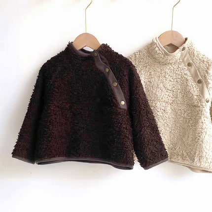 2023 European And American Style Autumn And Winter New Children&#039;s Lamb Velvet Pullovers For Men And Women Baby Warm And Comfortable Sweatshirt Jackets