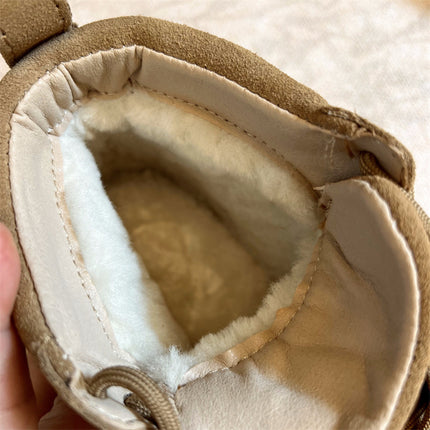 Henan Sangpo Snow Boots Men's Goatskin And Fur Integrated Lace-Up Short-Tube Warm Anti-Slip Genuine Leather Wool Cotton Shoes Winter Shoes