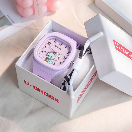 Cute Silicone Trendy Luminous Sports Student Square Good-looking Watch
