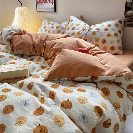 Fiber Washed Brushed Three-piece Bedding Set