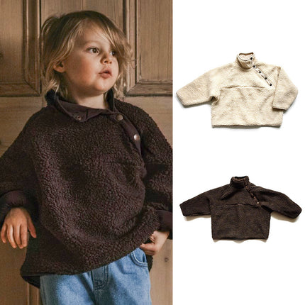 2023 European And American Style Autumn And Winter New Children&#039;s Lamb Velvet Pullovers For Men And Women Baby Warm And Comfortable Sweatshirt Jackets