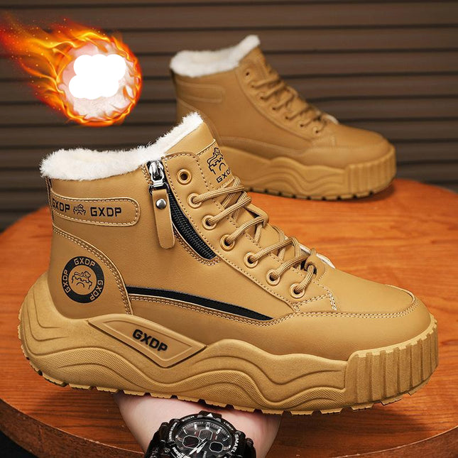 Trendy Men's Winter Thick-Soled Large-Size Men's Shoes Fleece-Lined And Thickeneded Warm Cotton Shoes Northeast Cold-Resistant High-Top Snow Boots
