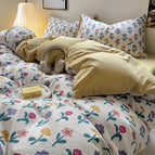 Spring Flower Border / 90cm bed sheet set 150x200